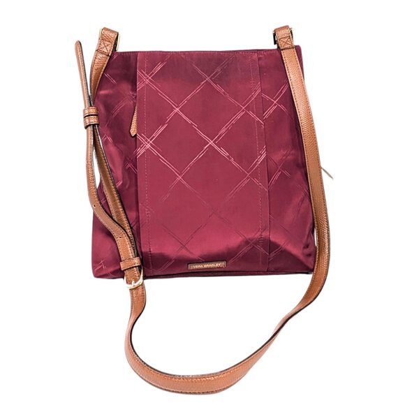 Vera Bradley Maroon Nylon Preppy Poly Molly Slim Crossbody Purse - Picture 1 of 8
